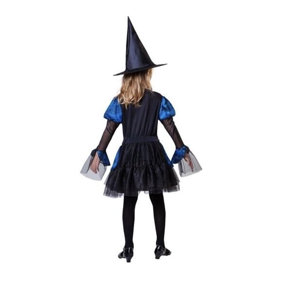 Blue Black Witch Hat Long Sleeve Dress Girls’ Costume 2 Piece Set Size M 8-10 - Picture 2 of 12